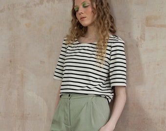Breton striped short sleeve t-shirt - black & white stripe