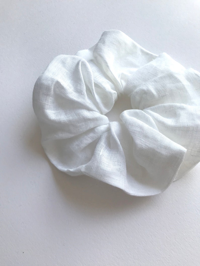 Scrunchie white linen 画像 2