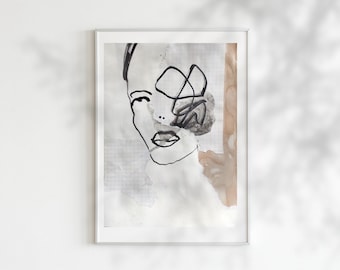 Modern Mixedmedia Papercollage Minimalistic Femaleportrait