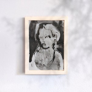 Modern Femaleportrait Inkdrawing Gallerywallart Giftidea image 1