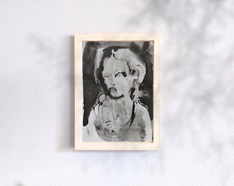 Modern Femaleportrait Inkdrawing Gallerywallart Giftidea