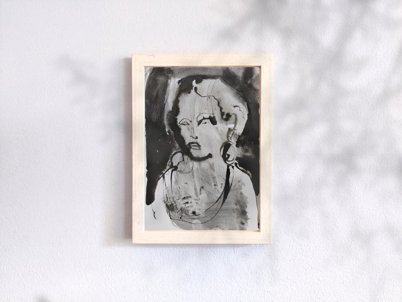 Modern Femaleportrait Inkdrawing Gallerywallart Giftidea image 1