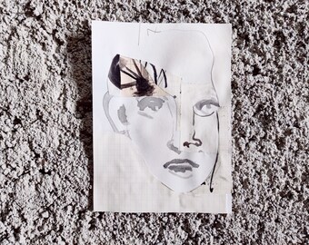 Portrait Papercollage, Modern Wallart Artgiftidea