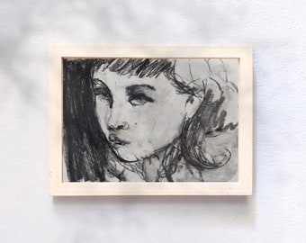 Monochrome Femaleportrait Charcoaldrawing Gallerywallart Giftidea