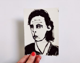 Original Minimalistic Maleportrait "Nick Cave"