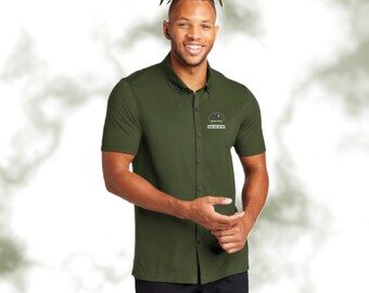 Embroidered Mercer+Mettle™ Stretch Pique Full-Button Polo - Add Text, Logo, Name or Company Name