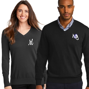 Port Authority® Comfortable Ladies Men V-Neck Sweater Embordered with Name, Logo or initials