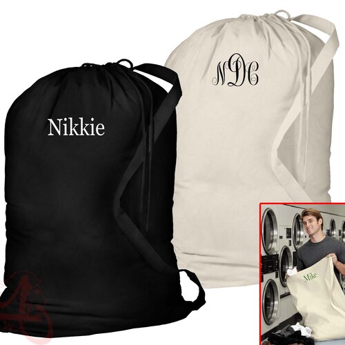 Personalized Embroidered Nylon Laundry Bag Etsy