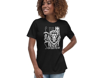 Faith Over Fear Women's Relaxed T-Shirt BELLA+CANVAS ® Women’s Relaxed Jersey Short Sleeve Tee 6400