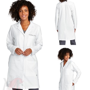 Women&#39;s Embroidered Long Lab Coat - Women&#39;s Long Lab Coat