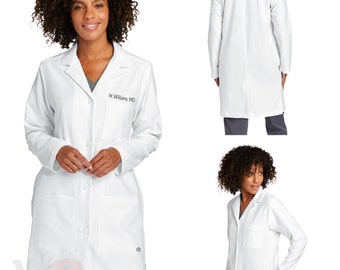 Women's Embroidered WonderWink® Long Lab Coat - Women's Long Lab Coat