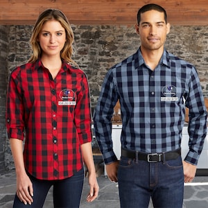 Embroidered Port Authority® Plaid Shirt For Men & Women - Add name, business Name or On file Logo.