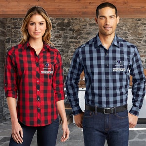 Embroidered Port Authority® Plaid Shirt For Men & Women - Add name, business Name or On file Logo.