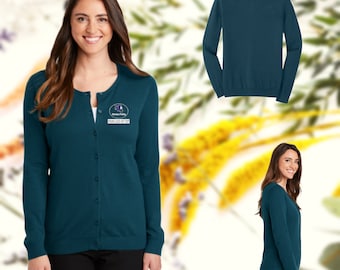 Embroidered Port Authority ® Ladies Cardigan Sweater - Professional Casual  Comfortable Add name, business Name or On file Logo.