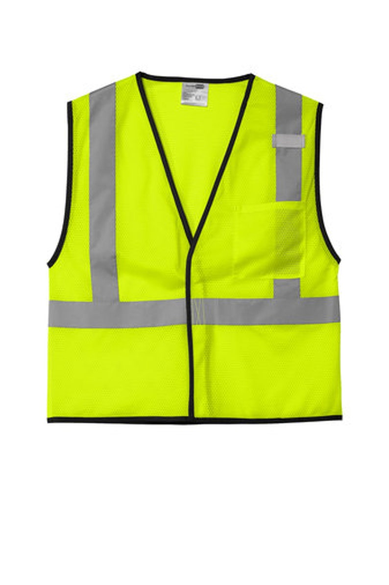 Personalized Safety Vest CornerStone ANSI 107 Class 2 Mesh One-Pocket Vest Add Text image 4