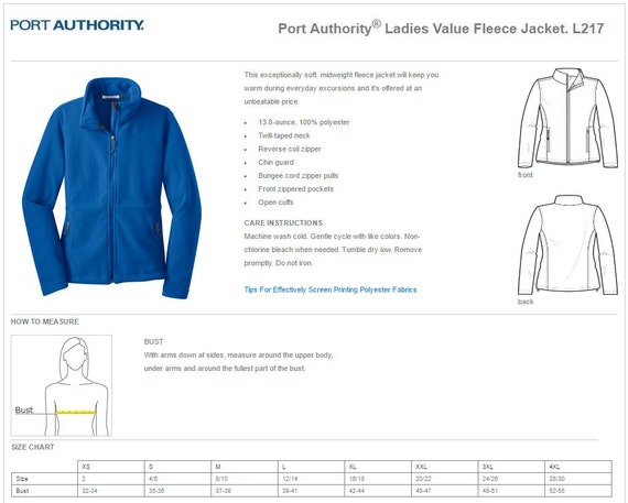 Port Authority Polo Shirts Size Chart