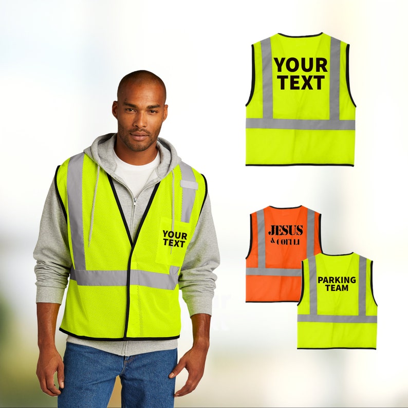 Personalized Safety Vest CornerStone ANSI 107 Class 2 Mesh One-Pocket Vest Add Text image 1