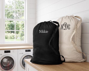 Bolsa de lavandería de algodón personalizada / Bolsa personalizada con monograma para dormitorios y campamentos - Apartamentos - Air BB