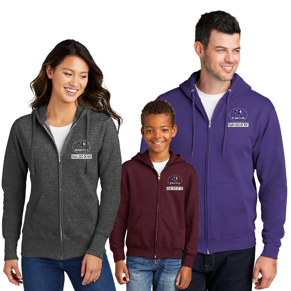 Embroidered Port & Company Ladies - Men - Youth Core Fleece Full-Zip Hooded Sweatshirts