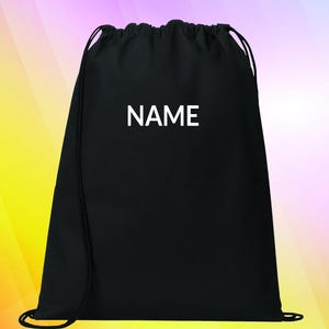 Personalized Cotton Drawstring Bag, Custom Name Cinch Pack, Gym Travel Bag