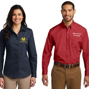 Embroidered Port Authority® Long Sleeve Carefree Poplin Shirt