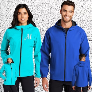 Embroidered Port Authority Essential Rain Jacket For Men & Women - Add name business Name Logo - Custom Waterproof - Lightweight - Hooded