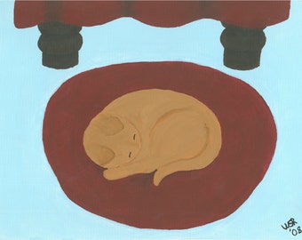 Acrylic Giclee Art Print - Abby's Cat Nap - 8X10" - Limited Prints