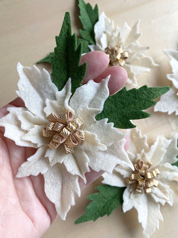 Weihnachtsstern, Creme, Gold, Weihnachten, bereit zum Basteln, Filz,  Blumen, Urlaub, Dekoration, Geschenk - Etsy sterreich