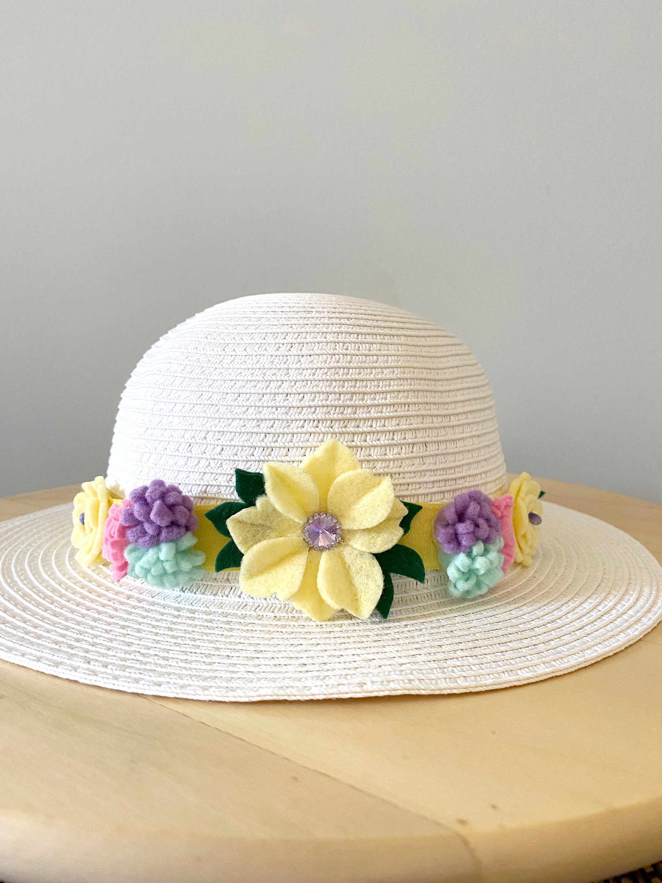 Girls, Tea Party, Felt Flowers, Church Hat