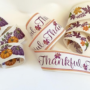 Fall Ribbon - Thanksgiving - Cut by Yard Ribbon - Seasonal Ribbon