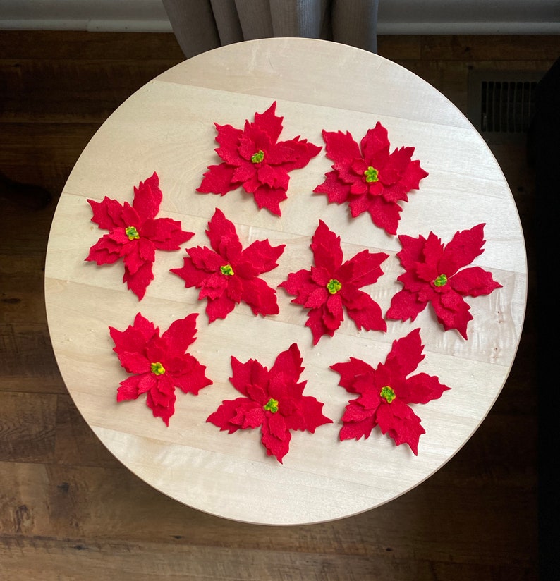 Ready to Craft Poinsettia's/Felt Flowers/Pins/Headbands/Hair Clips/Home Décor/Crafting/Christmas/Red/Green image 2