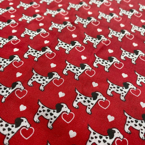 Valentine Pup Stoff/Valentine Stoff/Cut Bulk Stock/Rot/Herzen/Welpe/Valentinstag/Nähen/Quilten/Röcke/Schleifen