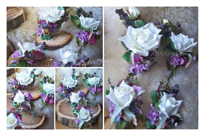 Silk Floral Corsages Boutonnieres Victoria Wedding Choice of 8 Groom Groomsmen Fathers Mothers Pin OnBoho Chic Rustic Farmhouse Bridal Bout image 2