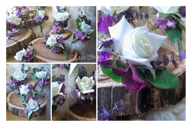 Silk Floral Corsages Boutonnieres Victoria Wedding Choice of 8 Groom Groomsmen Fathers Mothers Pin OnBoho Chic Rustic Farmhouse Bridal Bout image 3