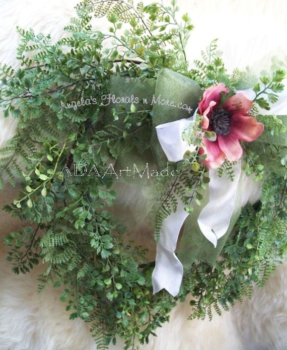 Wispy Heart Wreath Made To Order Hand Wrapped Mixed Greens Etsy