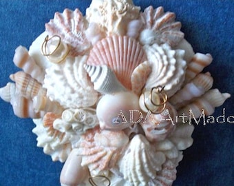 Seashell Chic Brooch Handmade Shell Art Beach Treasures Pin-Beach Bridal Sash Adornment-Purse or Curtain Shell Accent-Champagne Blush Sand