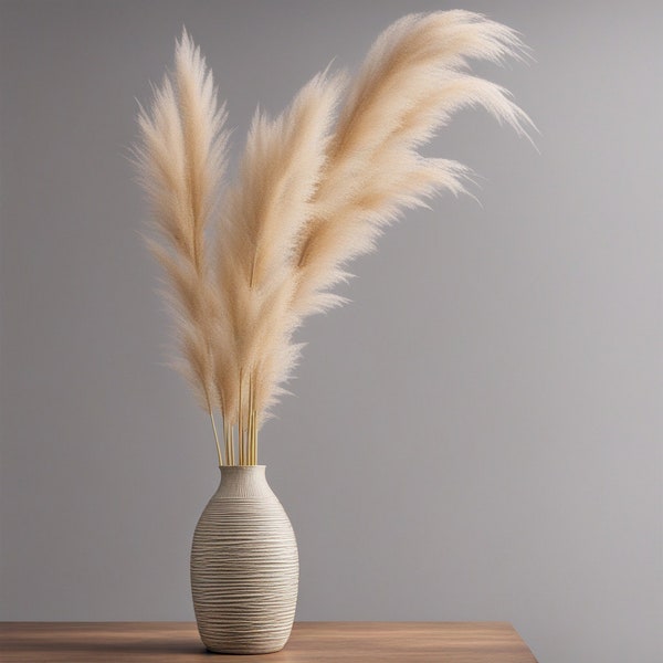 Extra Large Fluffy Natural Dried Pampas Grass single stem decor