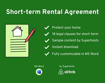 Airbnb Lease Agreement Created by Airbnb Superhosts, Printable and Fully Customizable