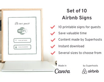 Set of Ten Printable Airbnb Signs Created by Superhosts