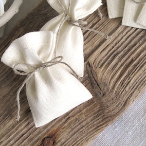 10 pcs, size  2x3'',  linen bags with single drawstrings sachets, tiny gift or packaging bags, Weddings Shower, Ivory