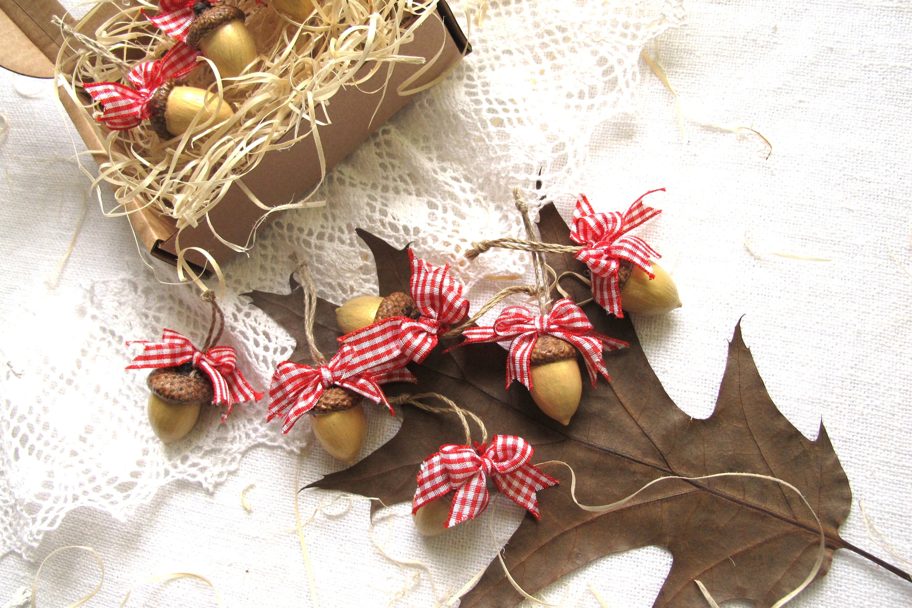 Acorn ornaments Real Acorns Natural set of 6 Christmas ...