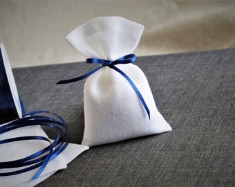 20/30/40/50/60pcs Linen bags sachets 3x5'' small gift bags Candy or Lavender bags Weddings Shower Baby Christening, White