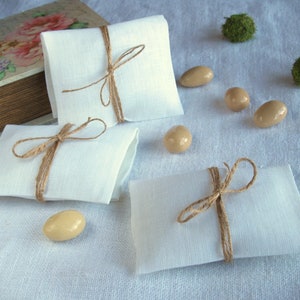10 pcs/set Foldable linen bags for sachets, almond bags, lavender bags, Off white