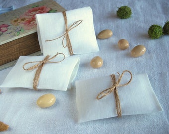 10 pcs Foldable linen bags for sachets, almond bags, lavender bags, Off white