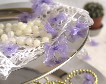Small organza ribbon bows for applique scrapbooking sewing gift wrap cardmaking DIY hair pins Lavender Mauve