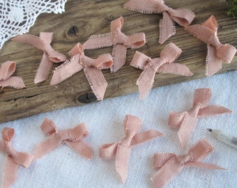 12x pink linen bows, party embellishment gift wrap, size 1.5''