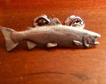 Rainbow Trout Fish #112 Vintage 1988 GG George Harris Pewter Hat Lapel Pin 
