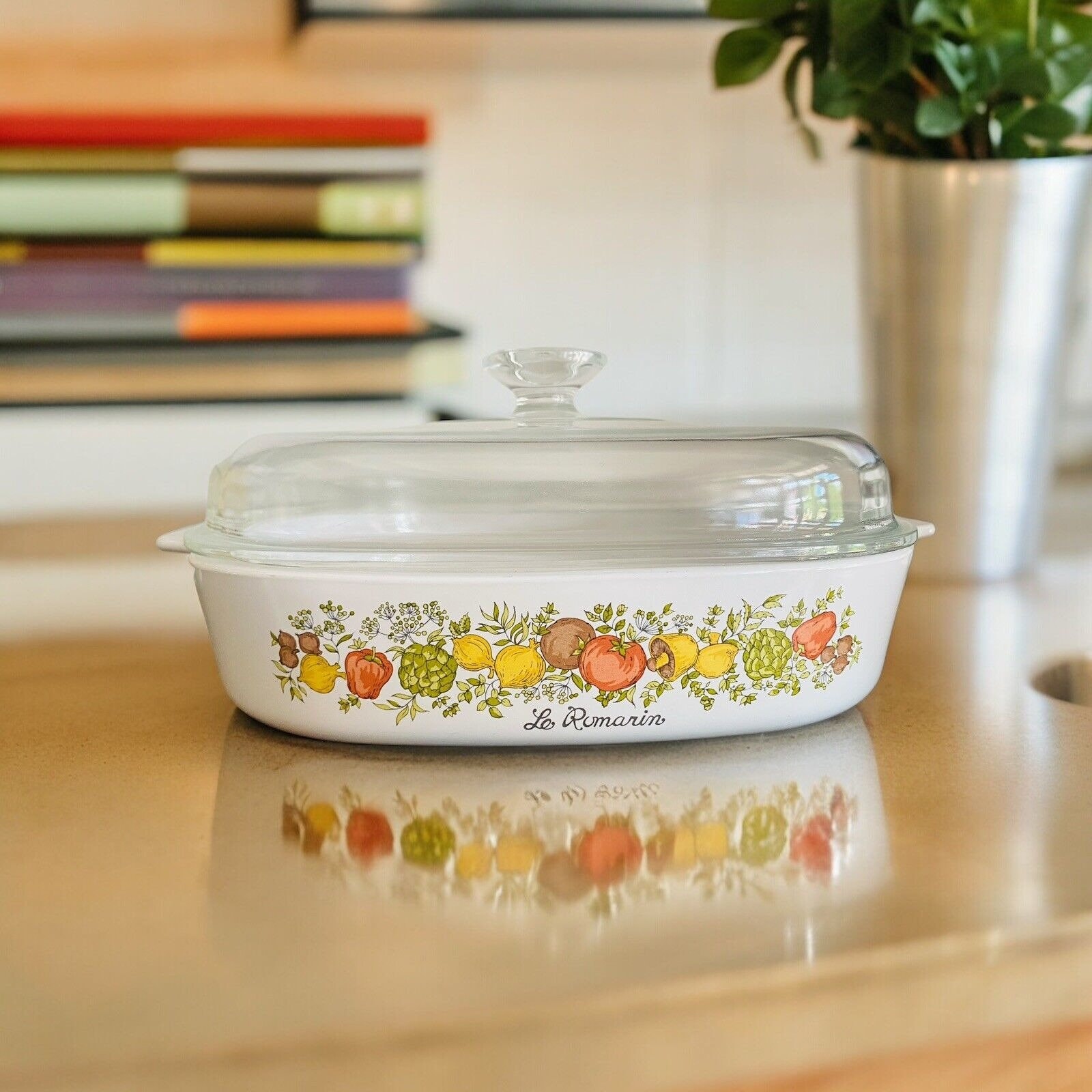 Vintage Corning Ware Baking Dish With Lid 10 X 10 X 2 Le Romarin A-10-B Lid A12C