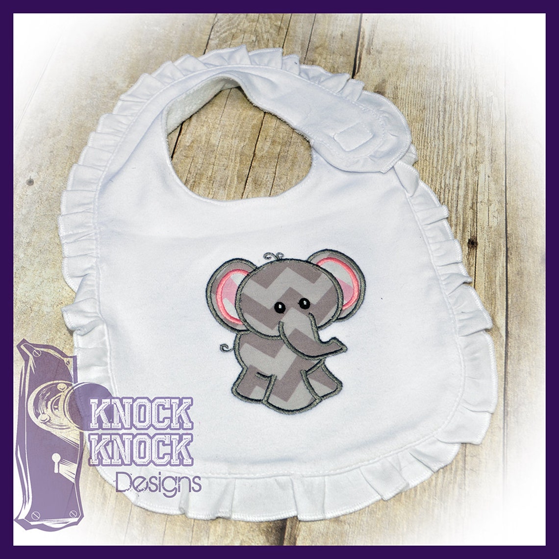Personalized Baby Elephant Appliqued Bib & Burp Cloth SET Etsy