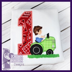 Tractor First Birthday Appliqued Shirt | Farmer Birthday Shirt | Boy or Girl Tractor Birthday | Personalized Tractor Birthday Shirt